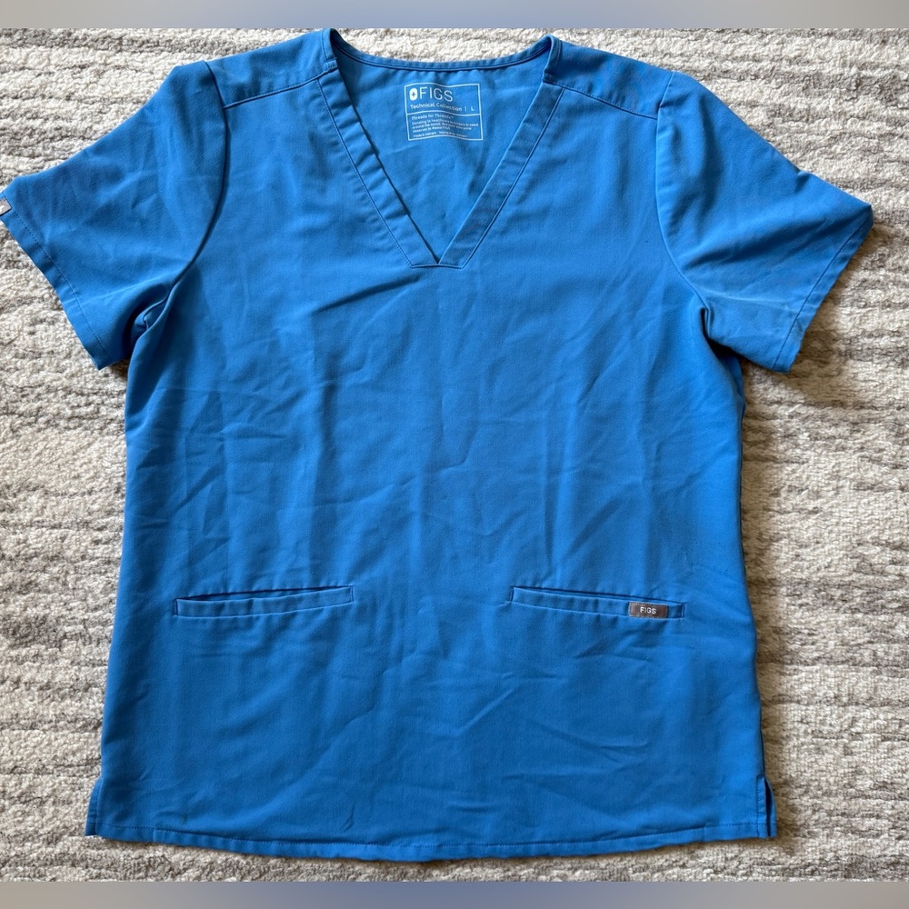 Figs Women's Blue V-Neck Top